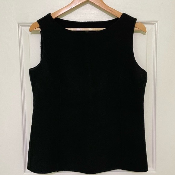 Talbots Sleeveless Wool Blend Top Women's Large Black Soft Princess Seams Zipper - Picture 9 of 10